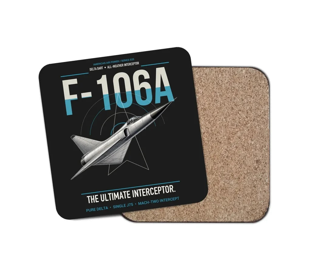 F-106A Delta Dart design on black 1 piece coaster