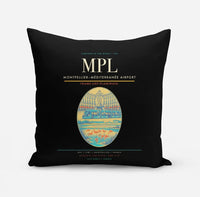 Thumbnail for Montpellier–Méditerranée Airport (MPL) design on black pillow