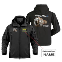 Thumbnail for Airbus A320 & V2500 Engine Military Jackets (Customizable) aviation design printed on heavy cotton shell with field-style poc.