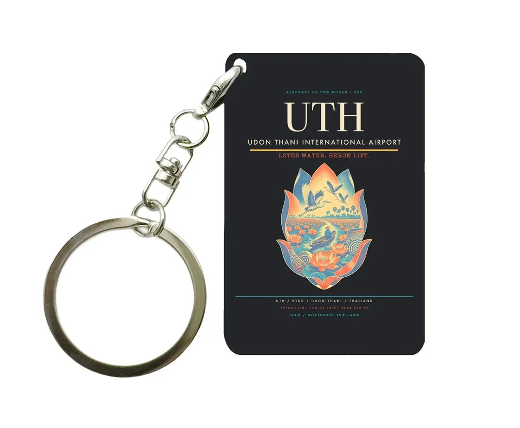 Udon Thani International Airport UTH Key Chain design on black key chain