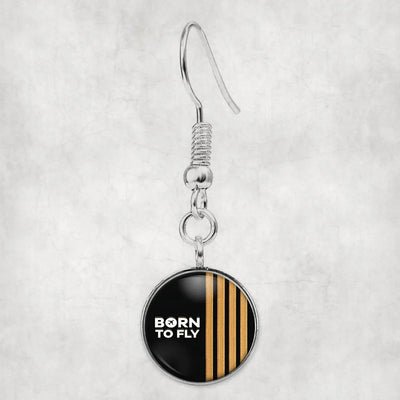 Born To Fly & Pilot Epaulettes (4 Lines) aviation-themed earrings, polished hypoallergenic alloy.