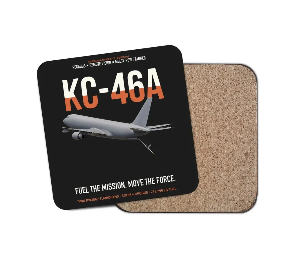 KC-46A PEGASUS design on black 1 piece coaster