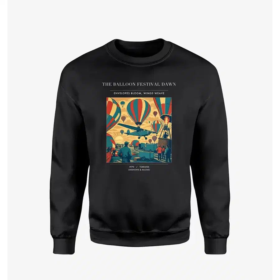 VINTAGE G4394 - The Balloon Festival Dawn - Designed Sweatshirts design on black