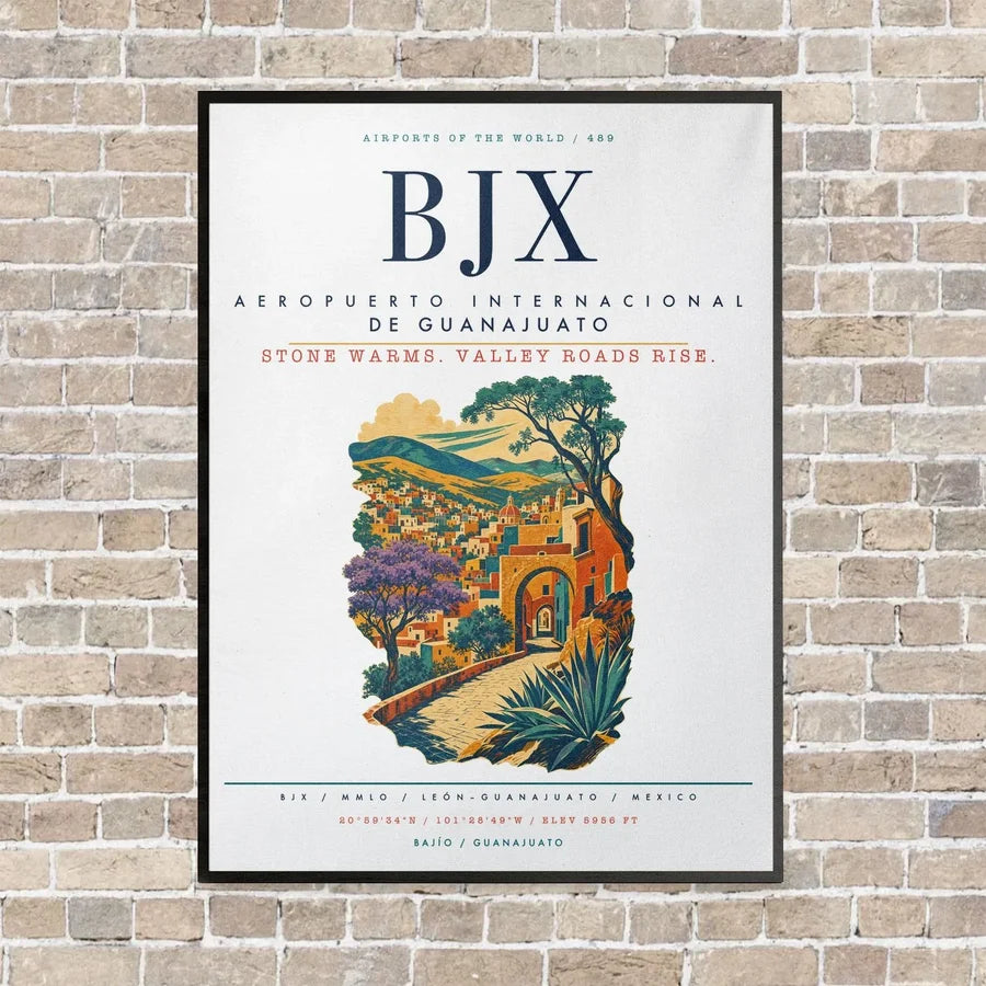 Aeropuerto Internacional de Guanajuato BJX vertical canvas print - framed - white background