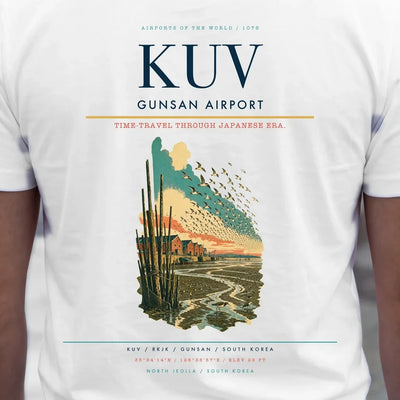 Gunsan Airport (KUV) double-side t-shirt design close-up cover