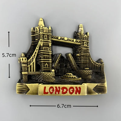 Tower Bridge London England 3D Metal Fridge aviation design 3D metal magnet sticker in 3D metal with magnetic back.