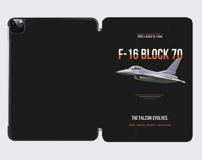 F-16 Block 70 The Falcon Evolves design on black ipad tablet case