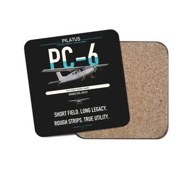 Pilatus PC-6 Porter design on black 1 piece coaster