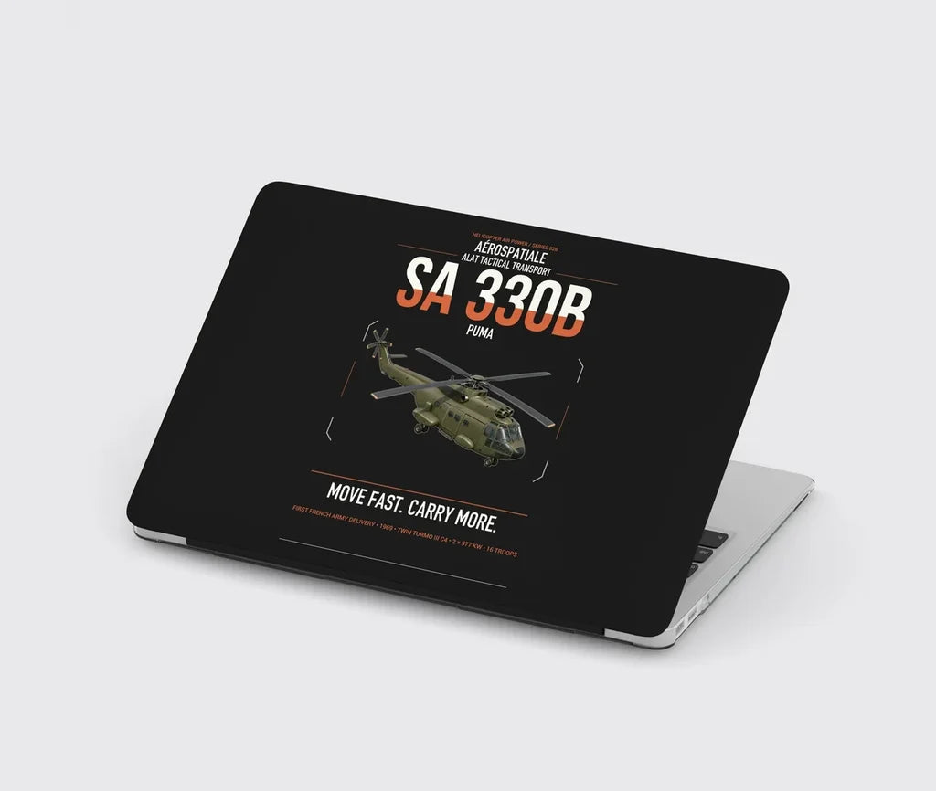 Aérospatiale SA 330B Puma design on black MacBook case