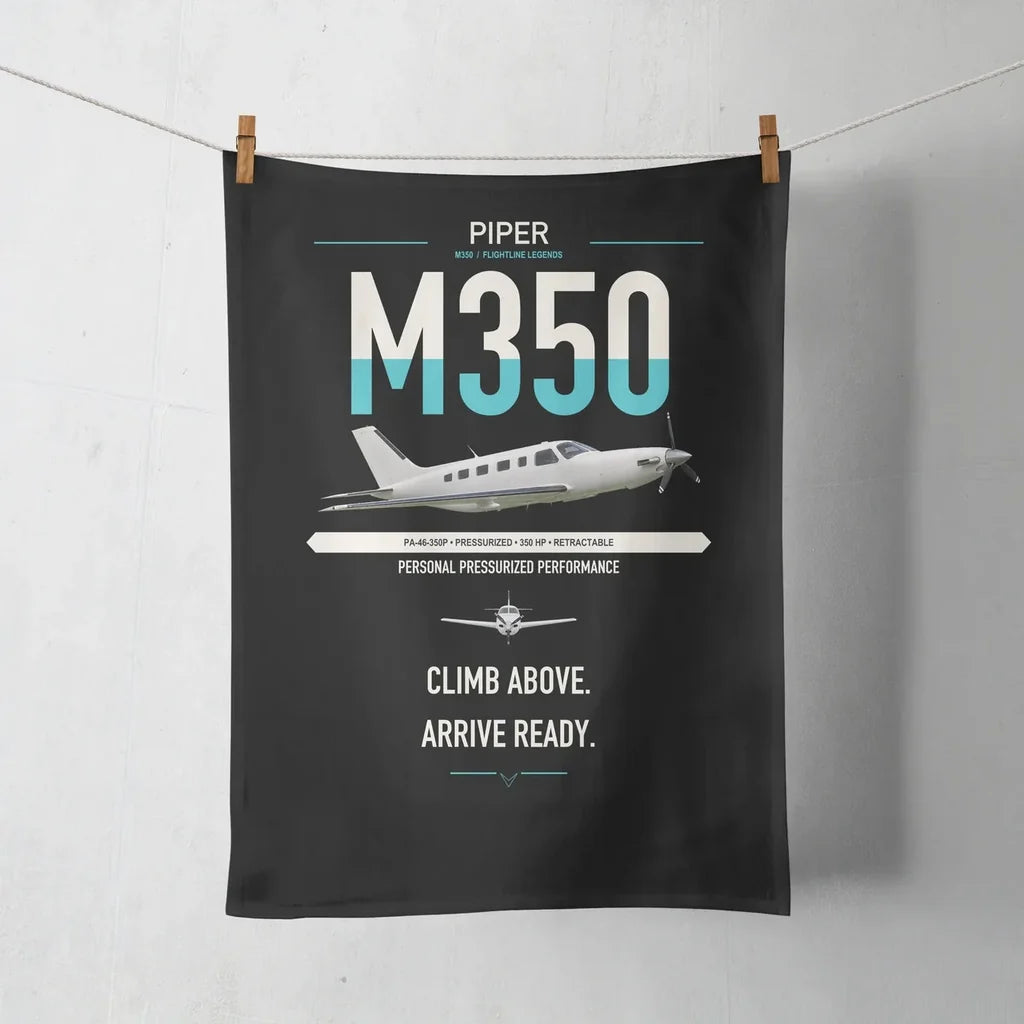Piper M350 design on black towel