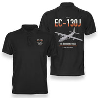 Thumbnail for EC-130J Commando Solo III design on black double-side polo t-shirt, double-side print