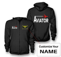 Thumbnail for Aviator aviation design on soft cotton blend zipped hoodie.