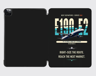 Embraer E190-E2 design on black ipad tablet case