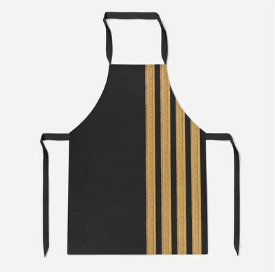 Special Pilot Epaulettes 4 Lines aviation design on durable cotton blend kitchen apron.