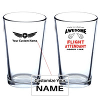 Thumbnail for Flight Attendant Beer & aviation design on beer water glass, versatile drinkware.