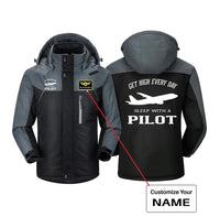 Thumbnail for Get High Every Day Sleep With A aviation design printed on heavyweight insulated shell thick winter jacket.