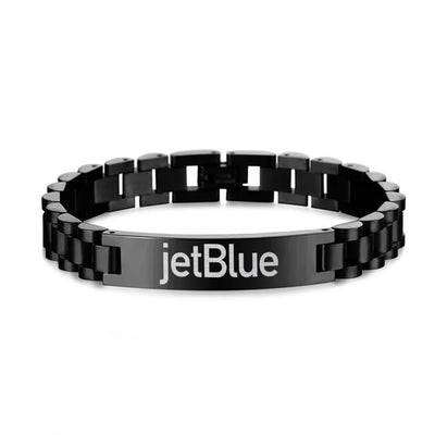 jetBlue Airways Airlines aviation chain bracelet, stainless steel body with engraved detail.