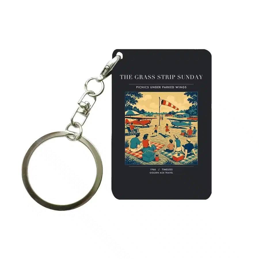 VINTAGE G4241 - The Grass Strip Sunday - Designed Key Chain design on black