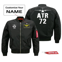 Thumbnail for ATR 72 Silhouette & Pilot Jackets (Customizable) aviation design printed on comfortable shell with classic fit designed jacket.