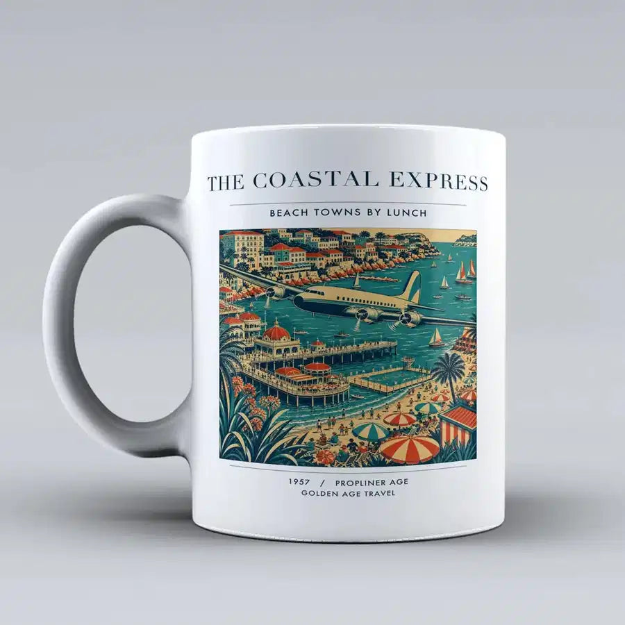 VINTAGE G4096 - The Coastal Express - Ceramic Mug design on white