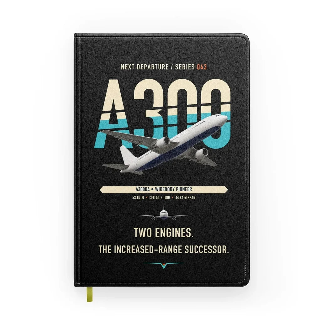 Airbus A300B4 design on black notebook