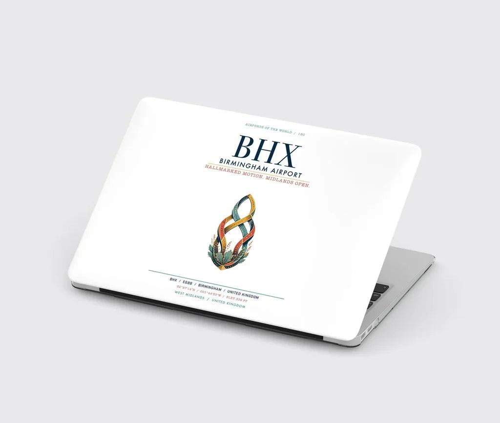 Birmingham Airport (BHX) design on white MacBook case