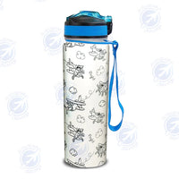 Thumbnail for Cartoon Planes Sports aviation design on sport kettle, insulated bottle with sport spout.