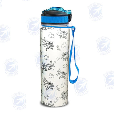 Cartoon Planes Sports aviation design on sport kettle, insulated bottle with sport spout.