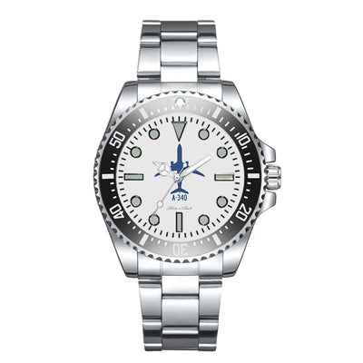 Airbus A340 Luxury Aviators aviation aviator watch, premium stainless steel body with engraved detail.