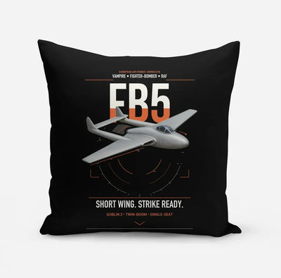 de Havilland Vampire FB5 design on black pillow