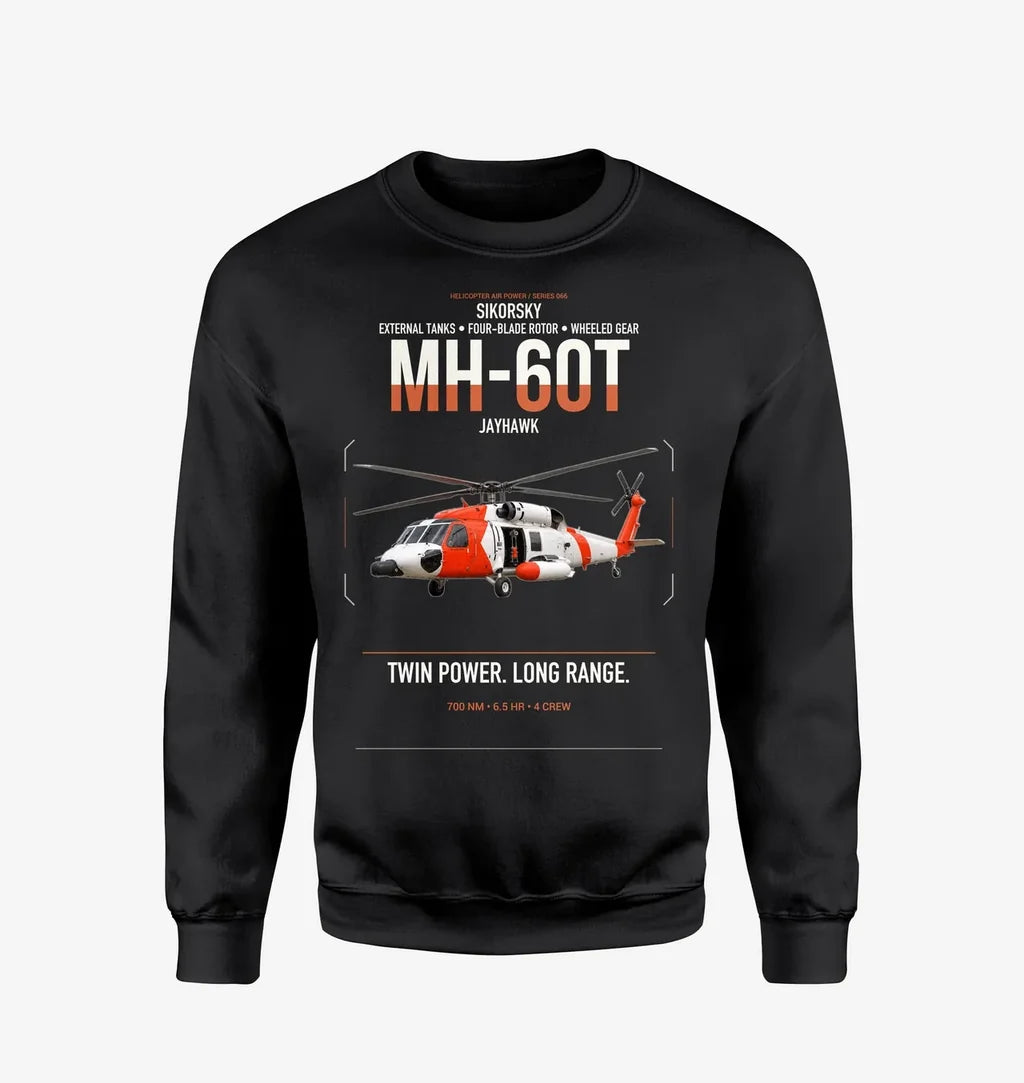 Sikorsky MH-60T Jayhawk design on black sweatshirt