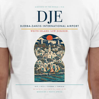 Djerba-Zarzis International Airport (DJE) double-side t-shirt design close-up cover