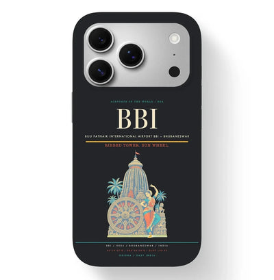 Bhubaneswar Airport (BBI) design on black iPhone 17 Pro MagSafe case