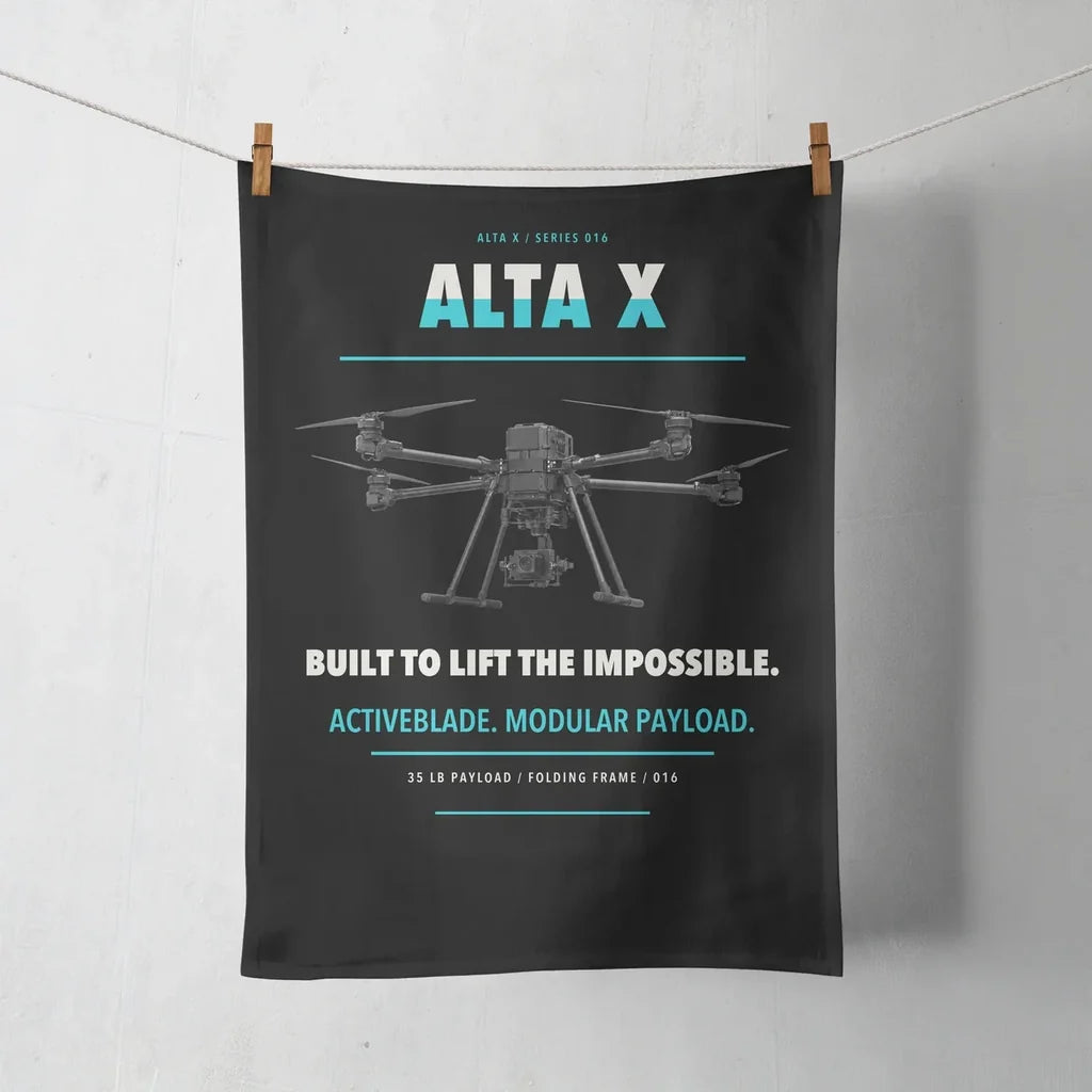 Freefly Alta X design on black towel