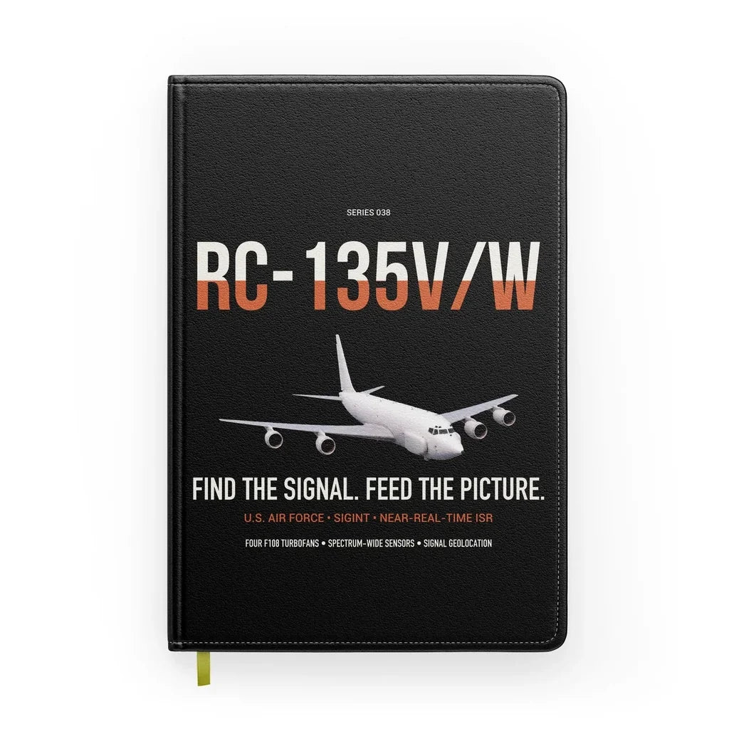 RC-135V W Rivet Joint design on black notebook