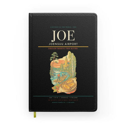 Joensuu Airport (JOE) design on black notebook