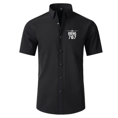 Boeing 707 & Plane Short Sleeve aviation design printed on soft cotton 2D-printed shirt.