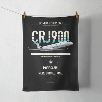 Bombardier CRJ900 design on black towel