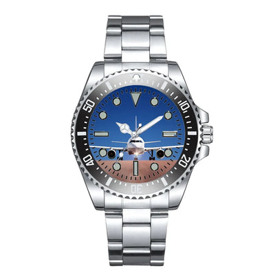 Face to Face with Airbus A320 Luxury Aviators aviation-themed aviator watch, polished premium stainless steel.