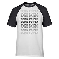 Thumbnail for Born To Fly Opacity aviation design printed on soft cotton raglan T-shirt.