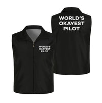 Thumbnail for World's Okayest Pilot Thin Style aviation design printed on lightweight shell with sleeveless design thin vest.