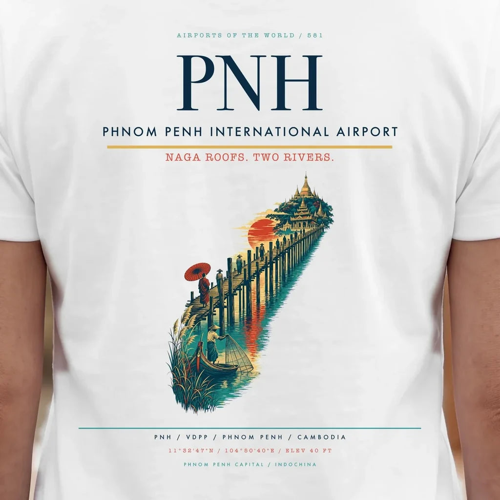 Phnom Penh International Airport (PNH) double-side t-shirt design close-up cover