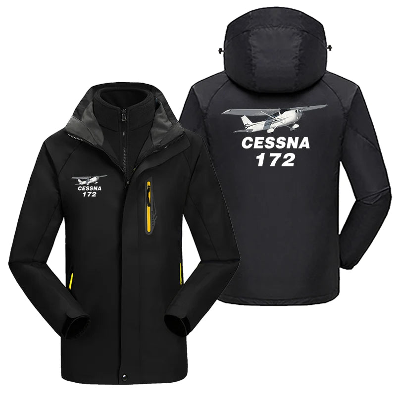 The Cessna 172 aviation design printed on heavyweight insulated shell with snow cuffs thick ski jacket.