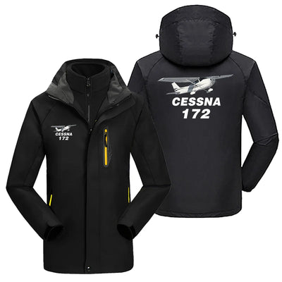 The Cessna 172 aviation design printed on heavyweight insulated shell with snow cuffs thick ski jacket.