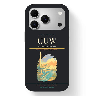 Atyrau Airport (GUW) design on black iPhone 17 Pro MagSafe case