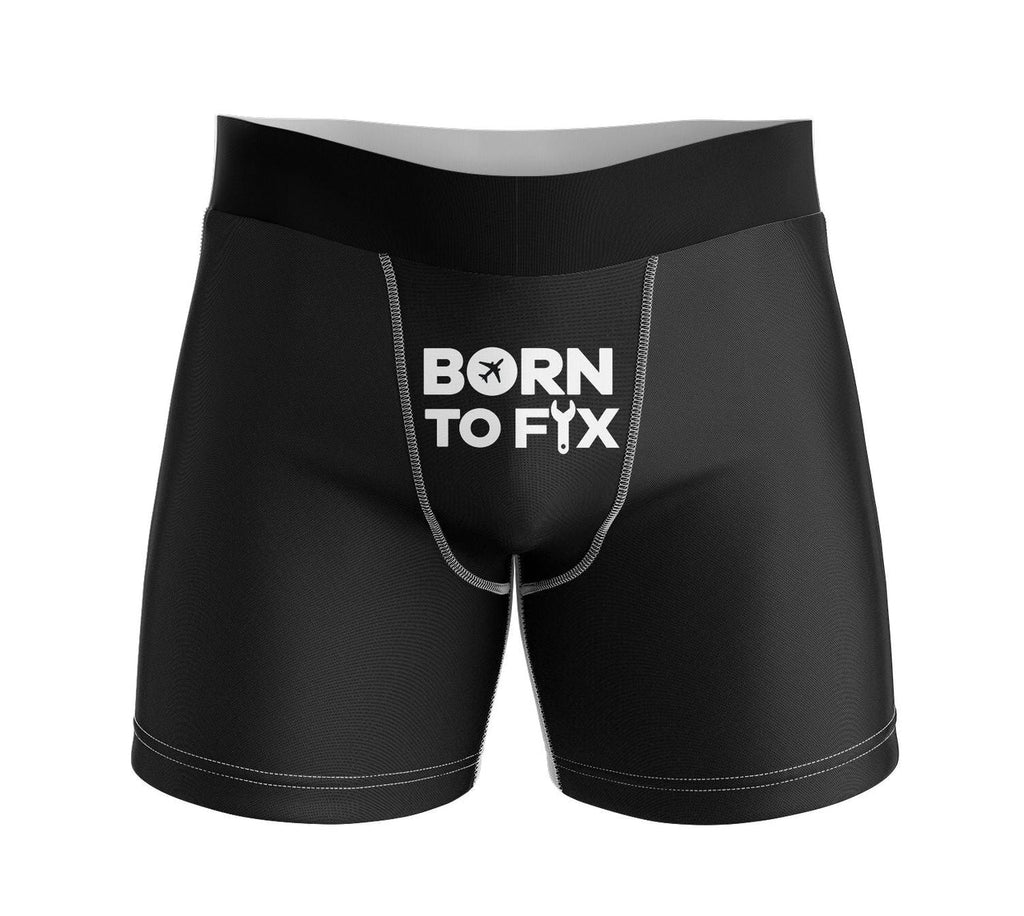 Born To Fix Airplanes aviation design on soft cotton blend men's boxers.
