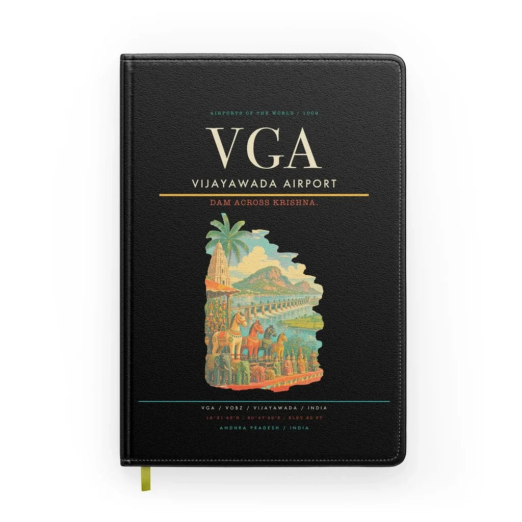 Vijayawada Airport (VGA) design on black notebook