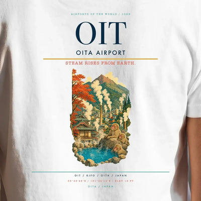 Oita Airport (OIT) double-side t-shirt design close-up cover