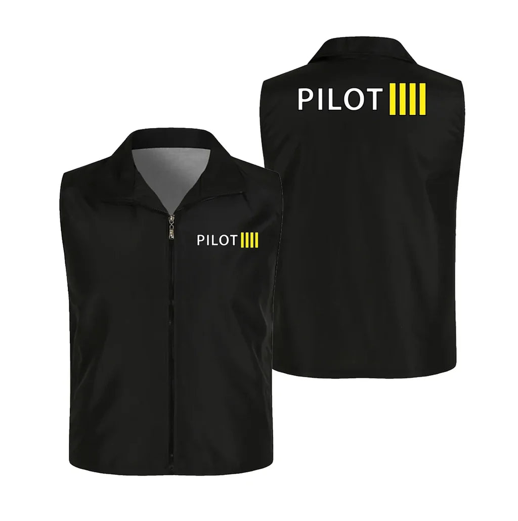 Pilot & Stripes (4 Lines) Thin Style aviation design printed on lightweight shell with sleeveless design thin vest.