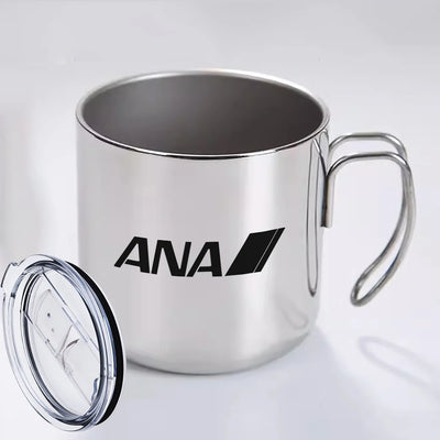 All Nippon Airways aviation design on portable mug, vacuum-insulated double-wall.